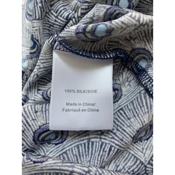 Tory Burch Dress Theona Peacock V Neck Sleeveless Blue Purple Silk Jersey Midi L - Picture 4 of 10